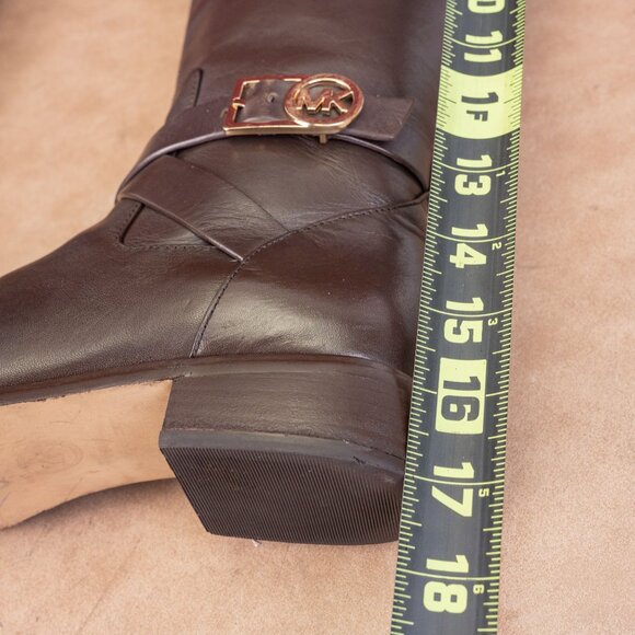 Michael Kors Women Bryce Black Brown Leather Riding Equestrian Knee Boots sz 8.5 - Picture 6 of 9